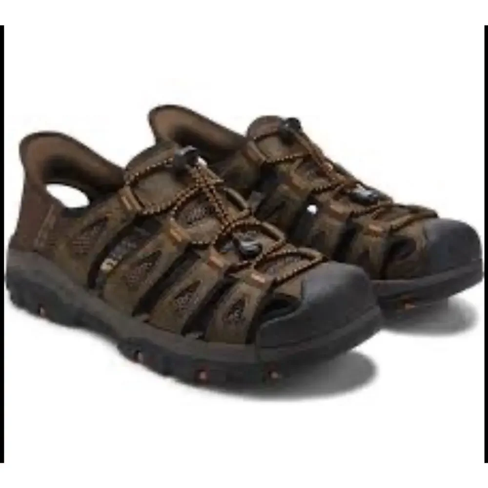 SKECHERS Tresmen Slip In Fisherman Sandals Mens Size 11 Xtra Wide Fit Chocolate